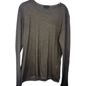 Gionfriddo Long-Sleeved Cotton Roll Neck Cold Dyed T-Shirt Men's Medium Gray